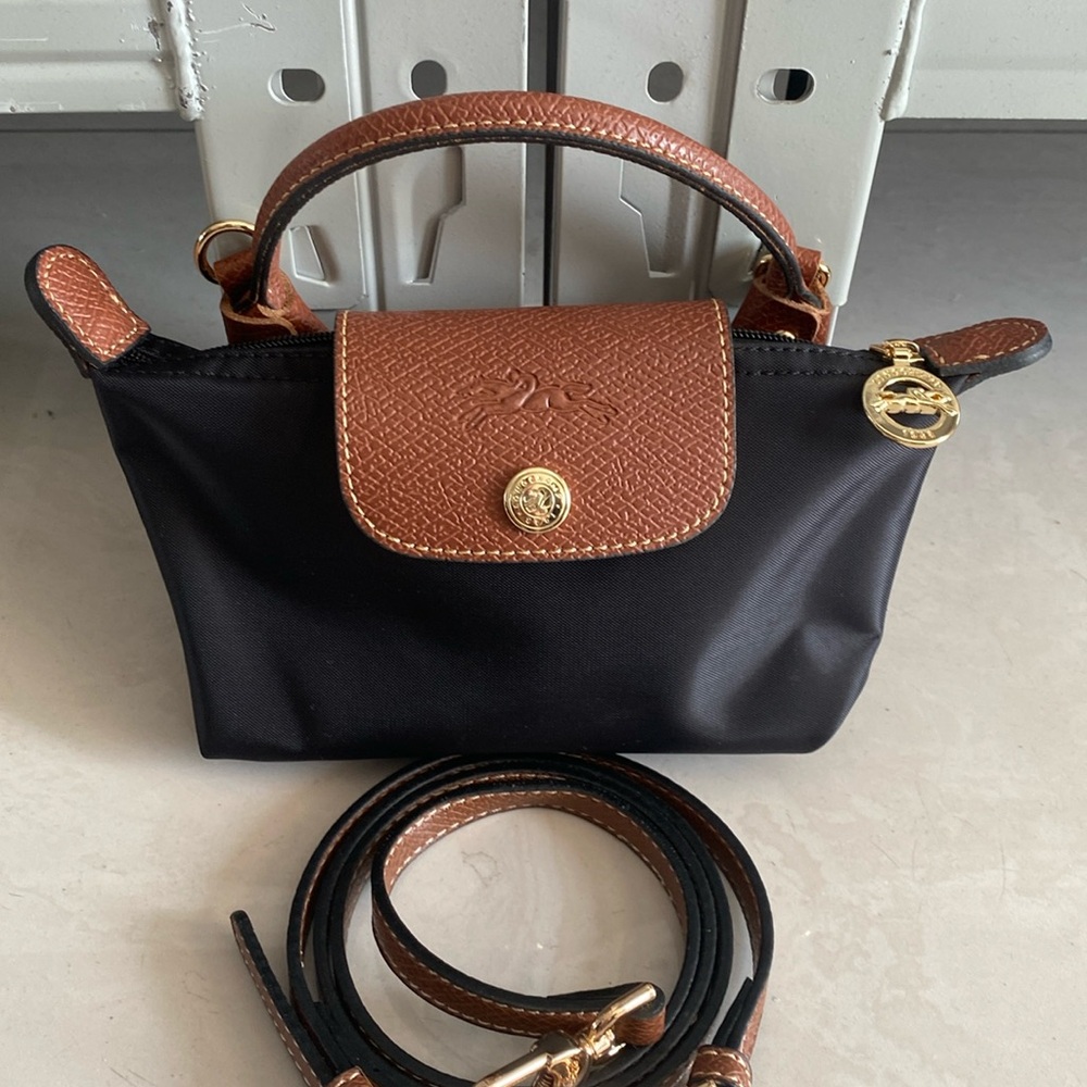 Longchamp Le Pliage Mini Black Canvas Crossbody Bag